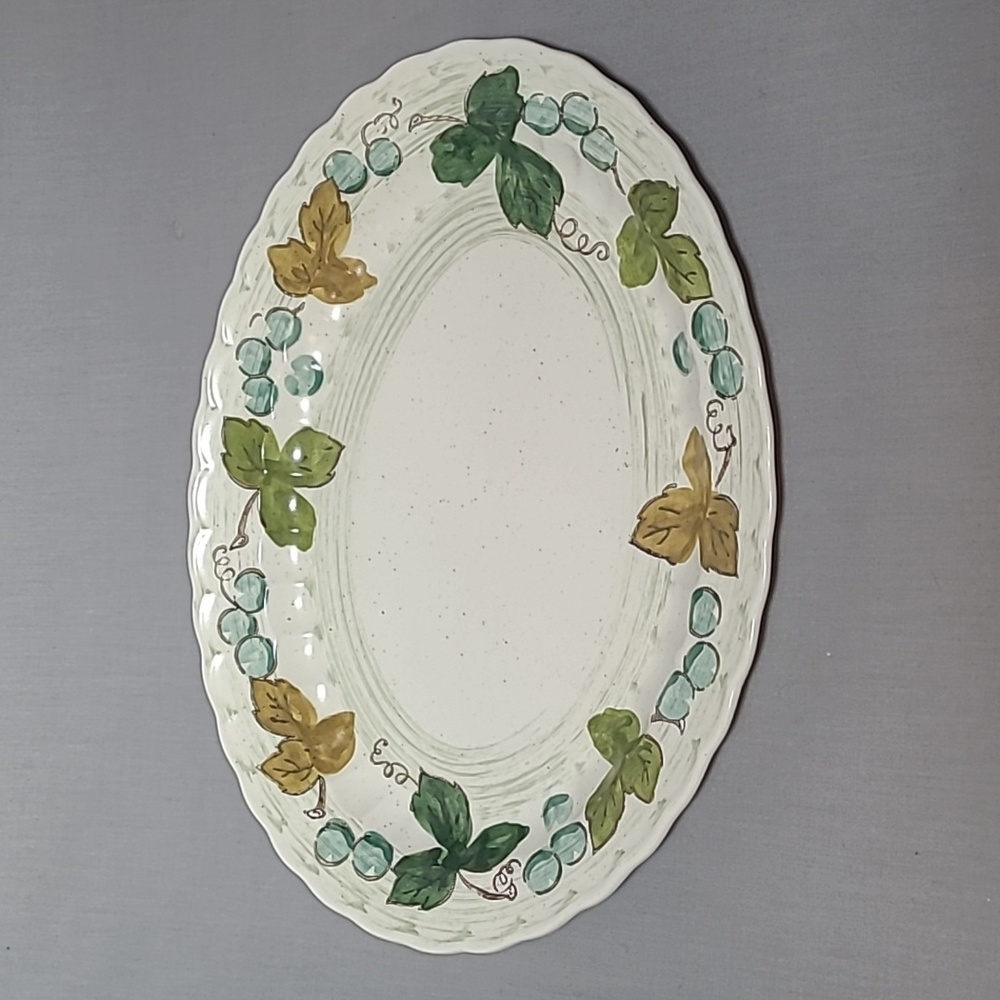Vernon Ware Metlox Pottery California Vineyard Grape 13.75 Oval Serving Platter
